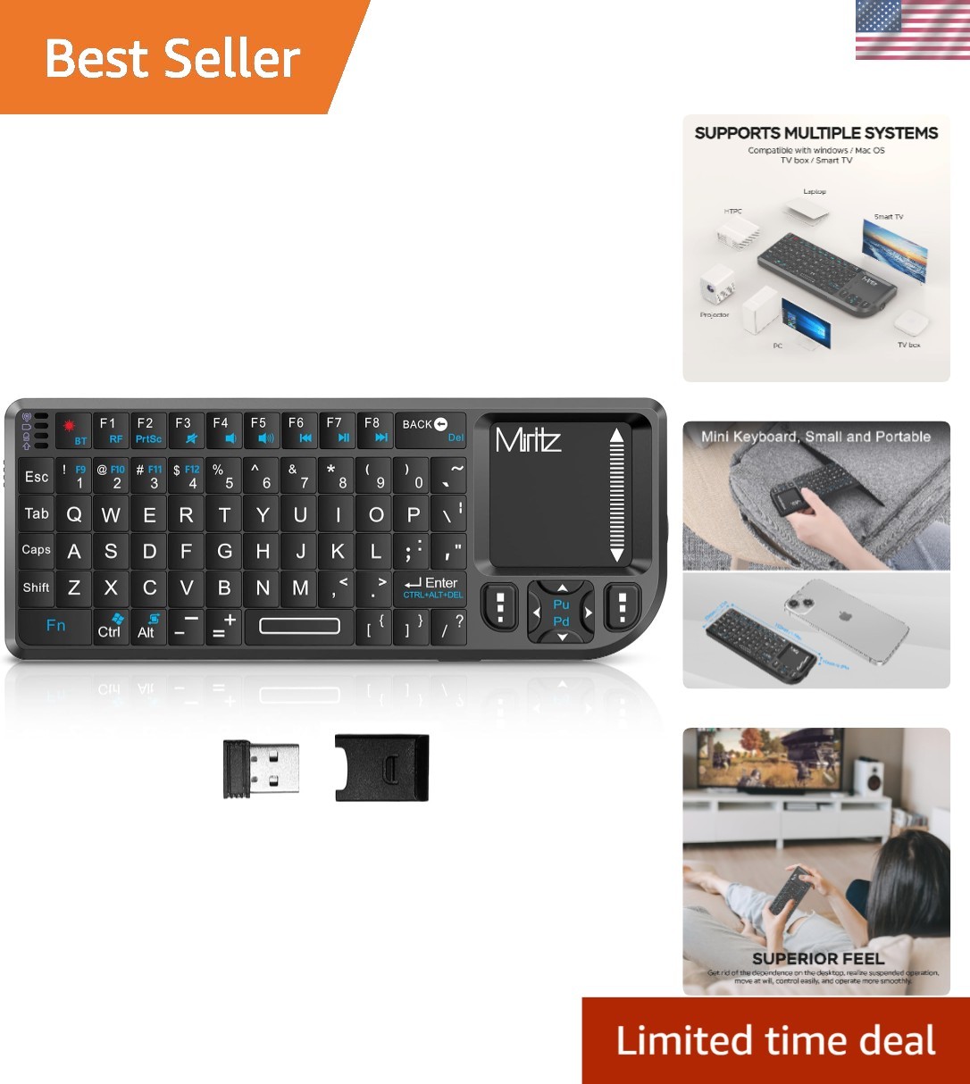 Versatile Mini Wireless Keyboard with RGB Backlight & Touchpad Functionality