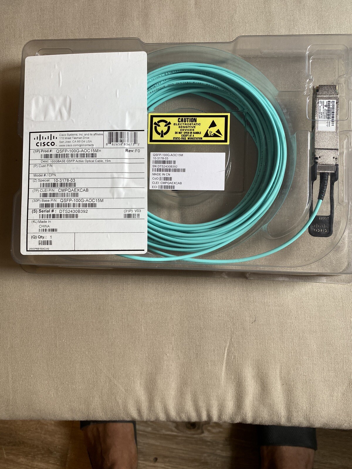 Genuine Cisco QSFP-100G-AOC15M=(new)