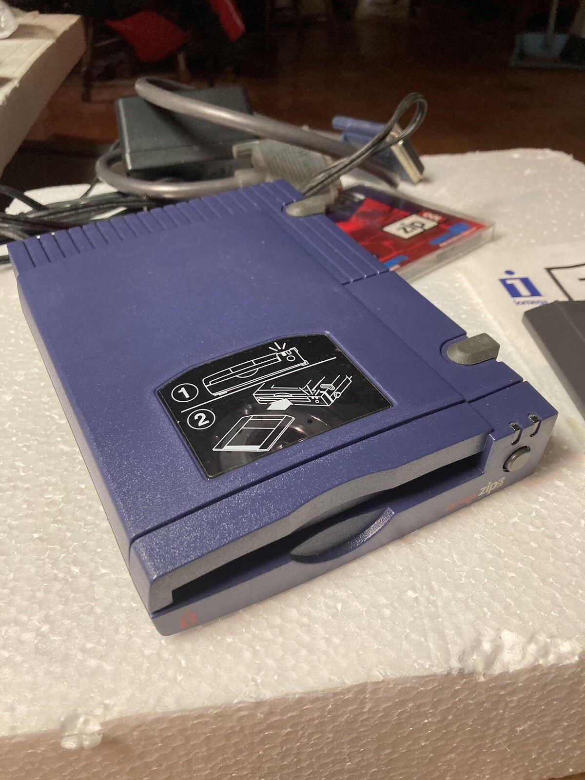 Vintage Iomega 100MB External PC Zip Drive Parallel Port w/Power Supply & Cables
