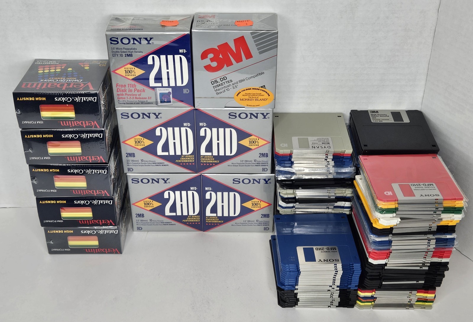 Lot of 270 Vintage 3.5" Floppy Disks Bulk - New Open Box Sony 3M Verbatim 
