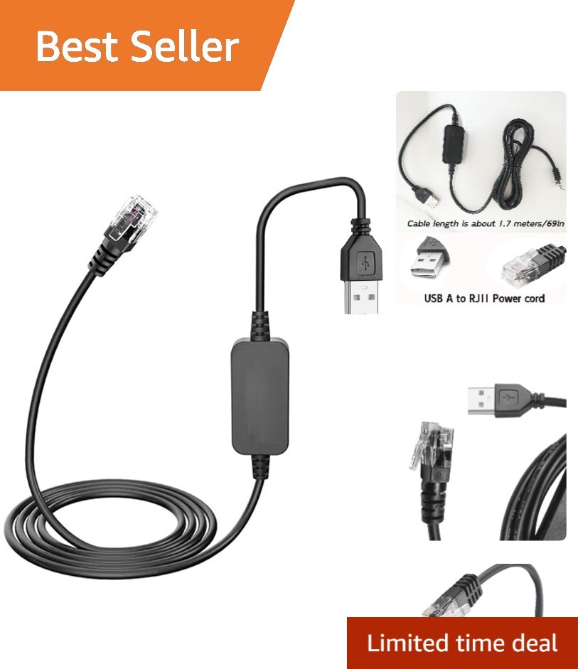 1.7m /5.57ft USB A to RJ11 Power Cord Compatible with Uniden Radar Detectors ...