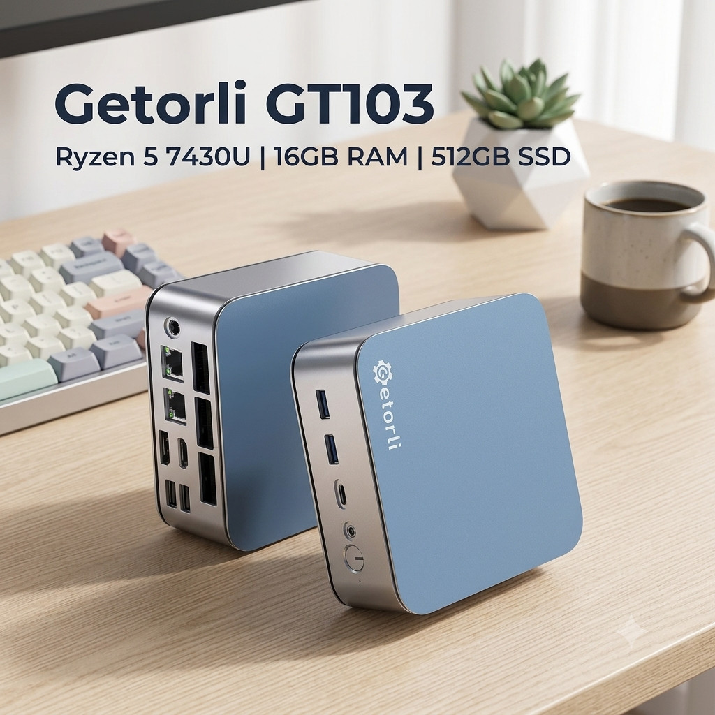 NEW Getorli GT103 Mini PC Ryzen 5 7430U 16GB RAM 512GB SSD Dual LAN