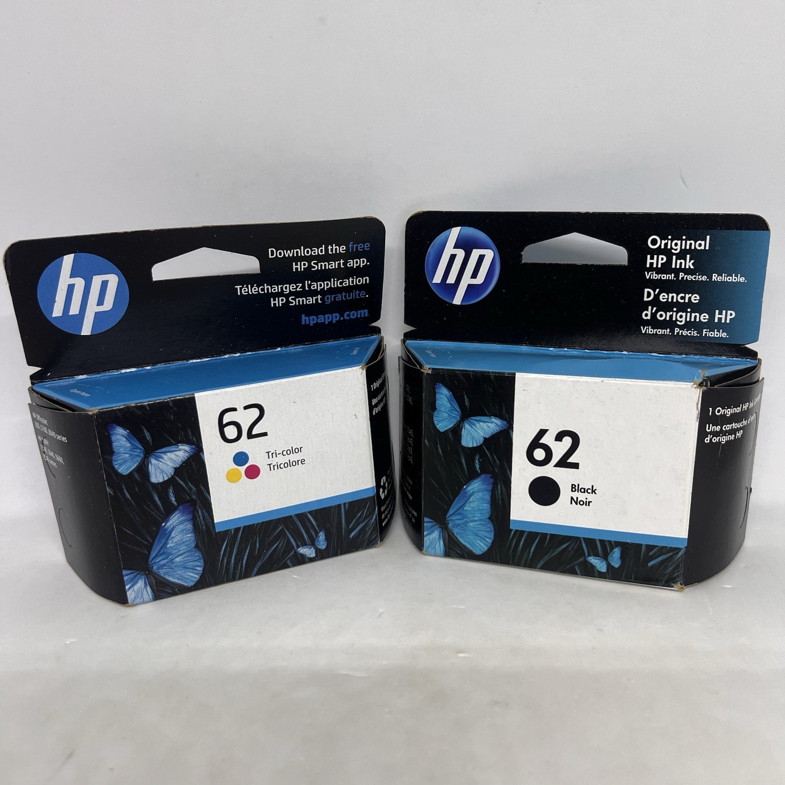Genuine HP 62 Combo 2 PACK Black Tri-Color Ink Cartridges OEM