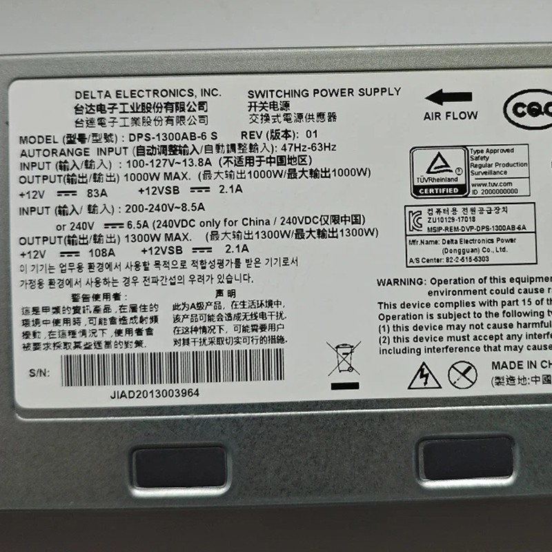 Used For Delta DPS-1300AB-6 S DPS1300AB6S 1300W Switch Power Supply
