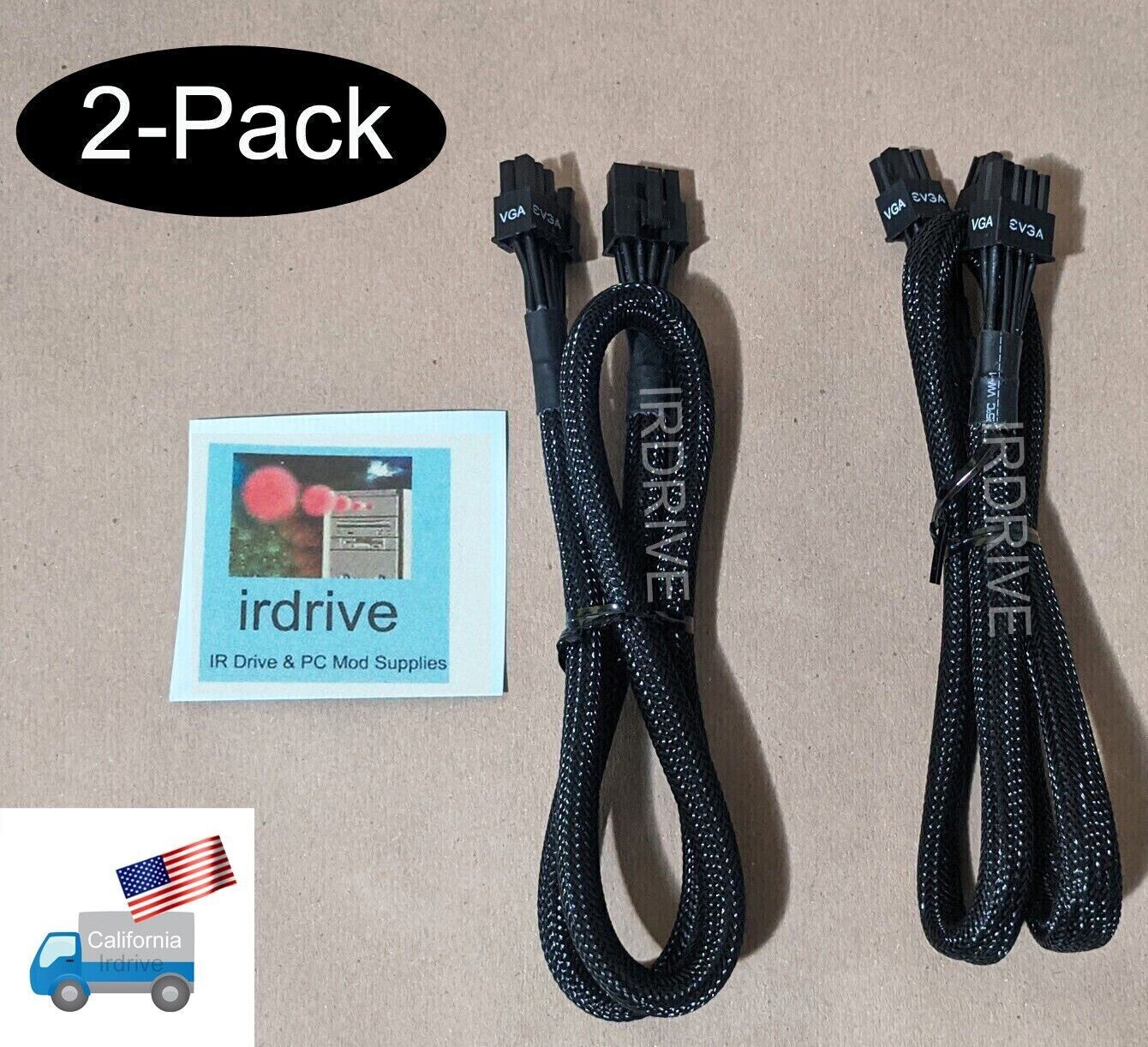 2-Pack: Genuine EVGA 8-Pin to Single 6+2pin PCI-E Power Cable PN: W001-00-000147