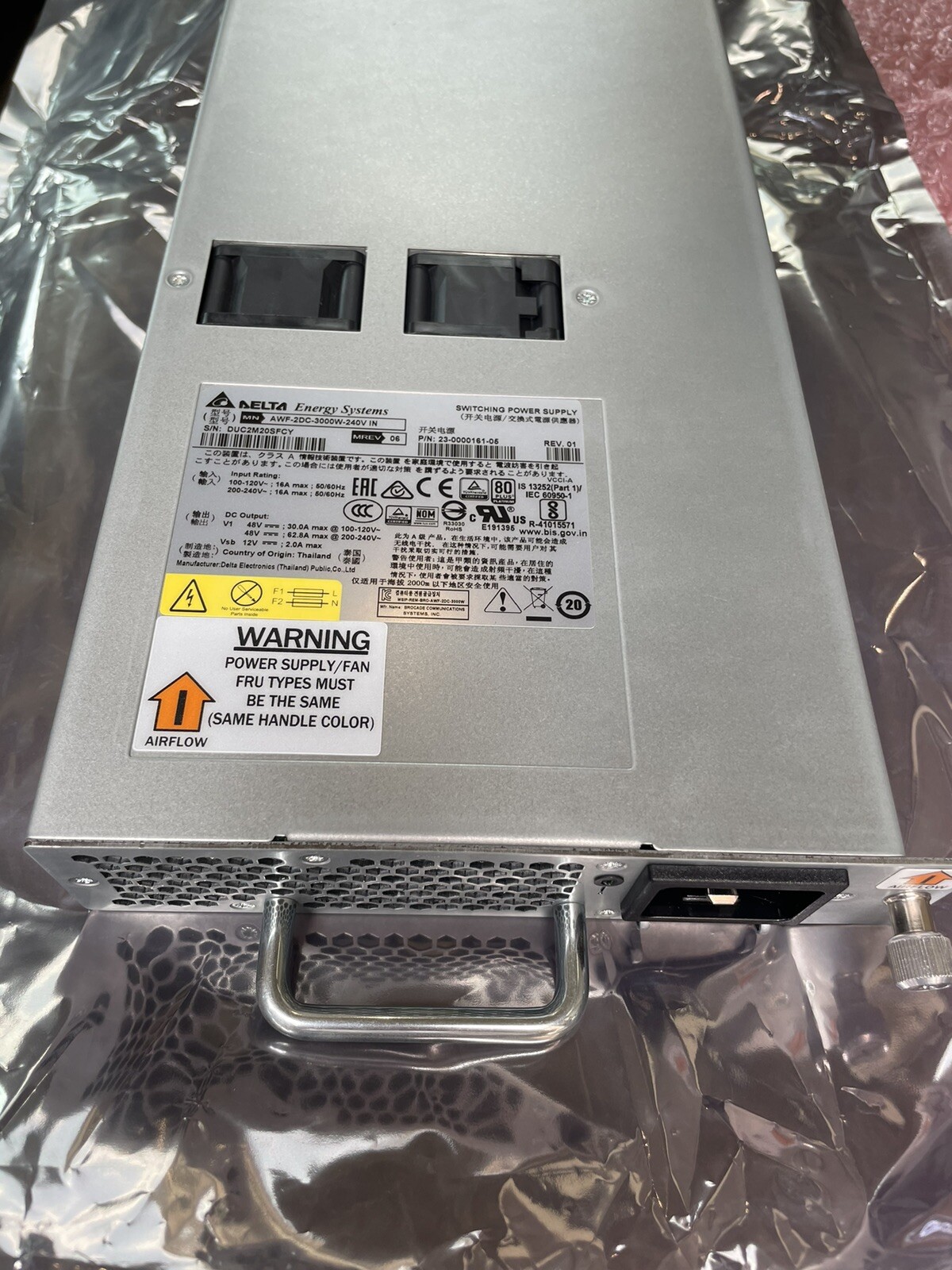 Brocade 3000W NPI 240V AC Power Supply PSU 23-0000161-05 For X6-8 X6-4 Directors