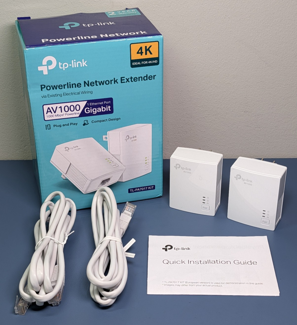 TP-Link TL-PA7017 KIT AV1000 Gigabit Powerline Ethernet Adapter 2-Pack New