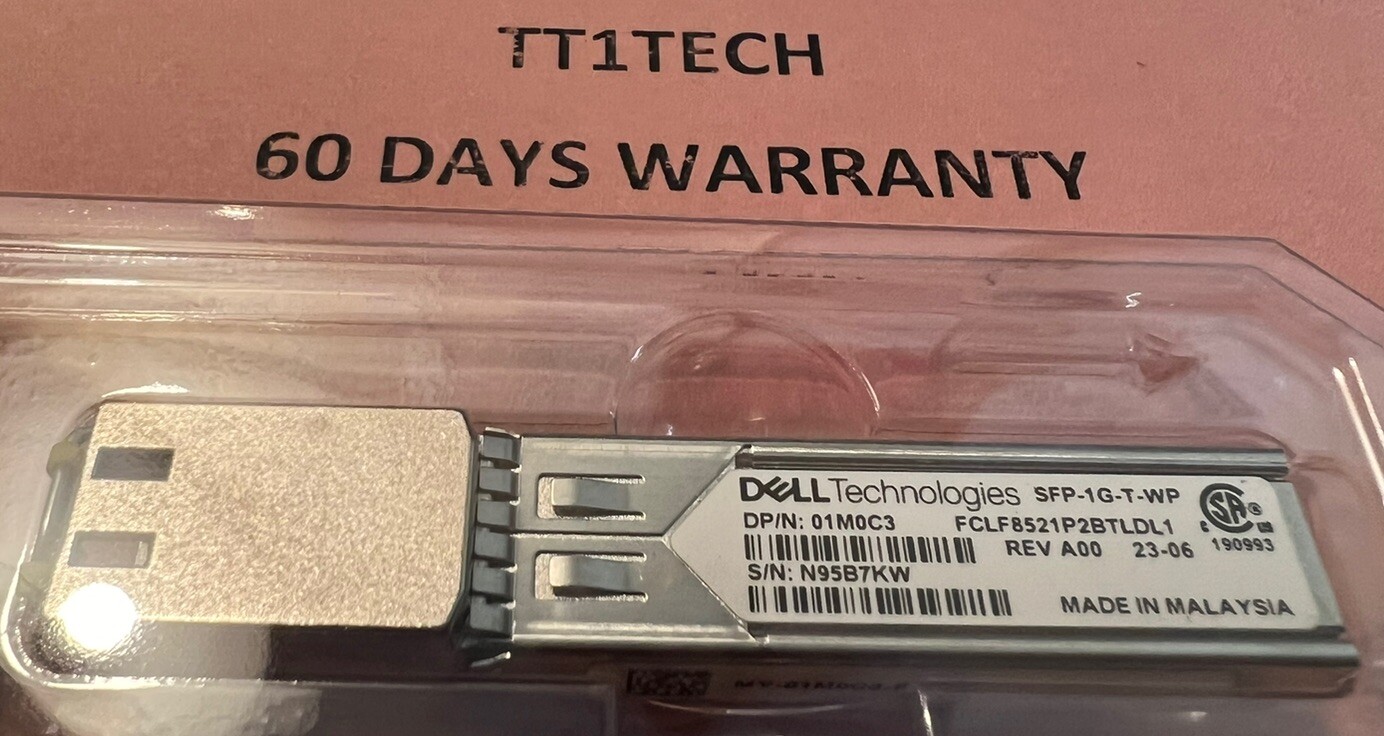 Dell SFP-1G-T-WP 1000BASE-T SFP Copper RJ45 FCLF8521P2BTLDL1 01M0C3 transceiver
