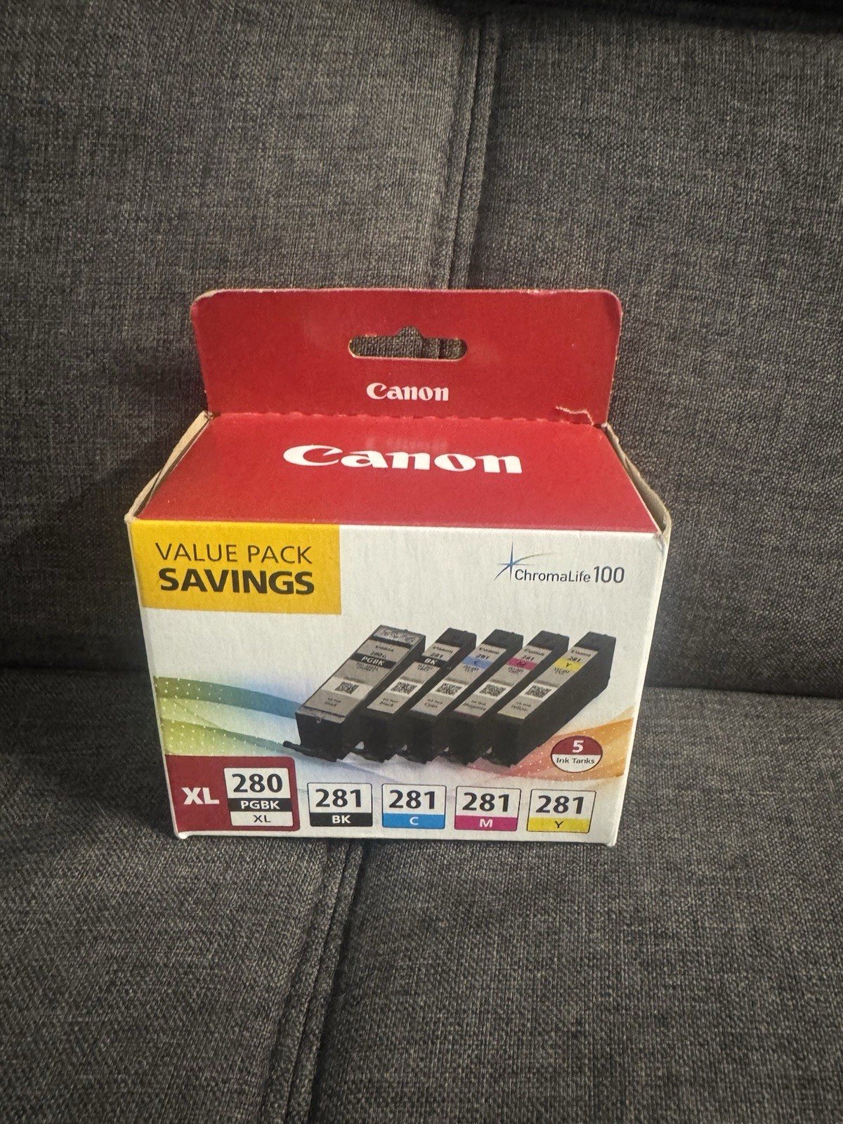 Canon Genuine PGI-280XL Black & CLI-281 Color 5 Pack Ink Cartridges Set OEM