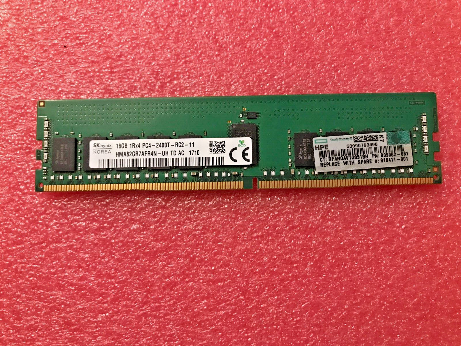 809082-091 HPE 16GB (1x16GB) 1RX4 PC4-2400T DDR4 Server Memory 805349-B21