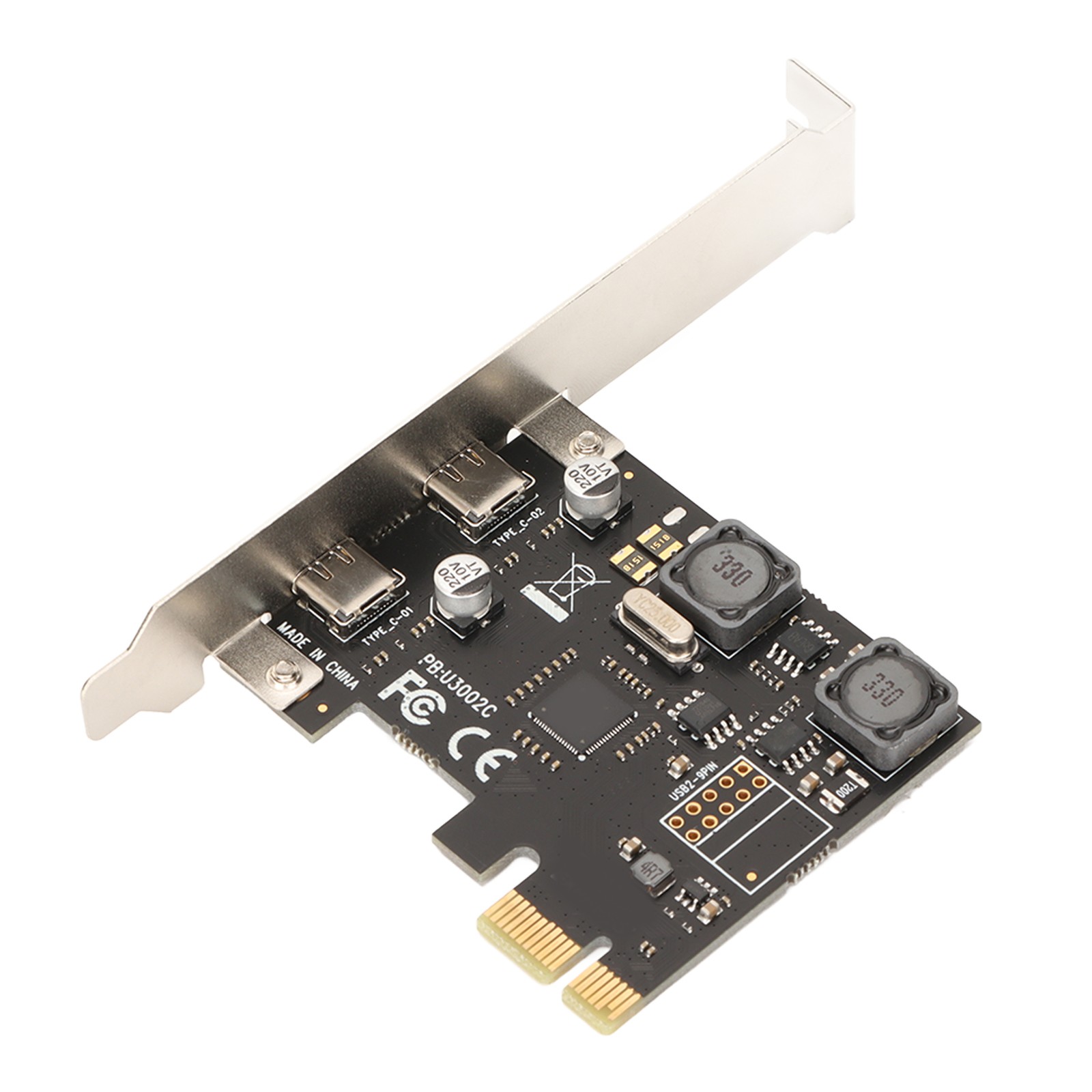 ­PCI E To Type C Expansion Card Super Speed 5Gbps 2 Ports Independent