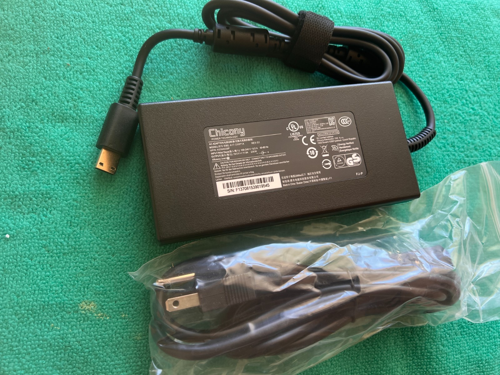 Chicony 230W AC Adapter Charger For MSI ‎GE76 Raider 11UE-046US US Power Cord