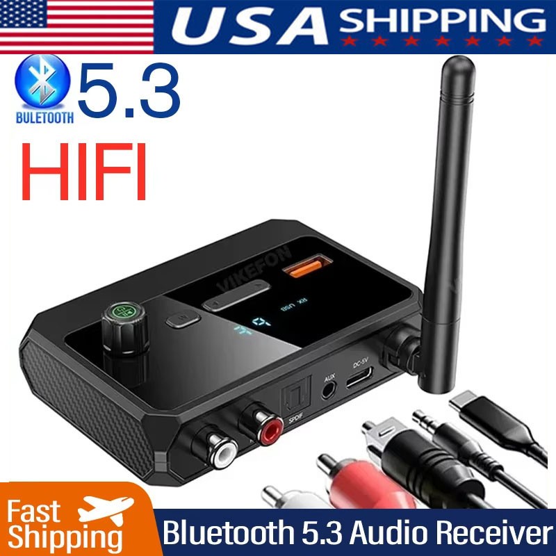 Bluetooth 5.3 Home Stereo Audio Receiver AUX Optical HD Music to RCA Adapter US