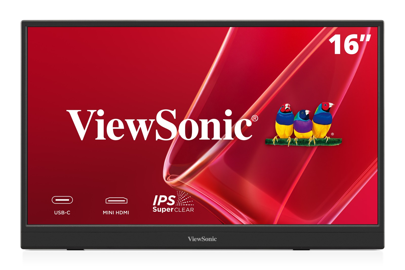 ViewSonic VA1653 16" FHD IPS Portable Monitor Built-in Stand, USB C, Mini HDMI
