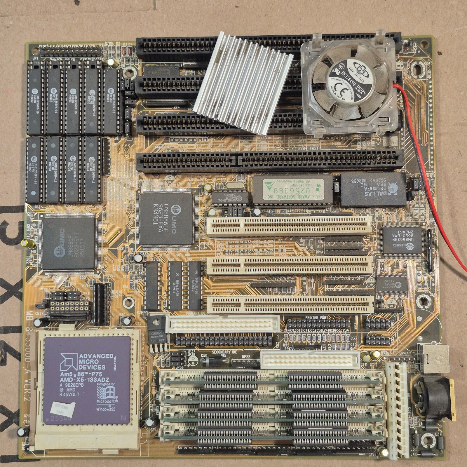 Biostar MB-8433UUD-A PCI 486 Motherboard Bundle AMD Am5x86-133 32MB RAM Working