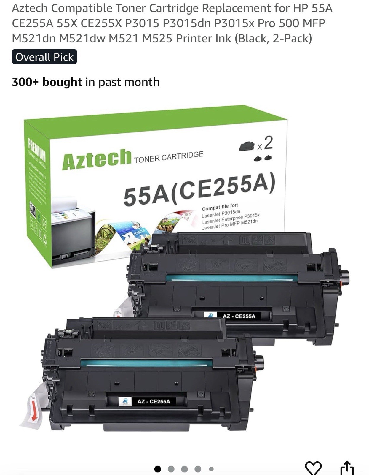 Aztech Compatible Toner Cartridge Replacement  HP 55X CE255X 55A CE255A 1 pack 