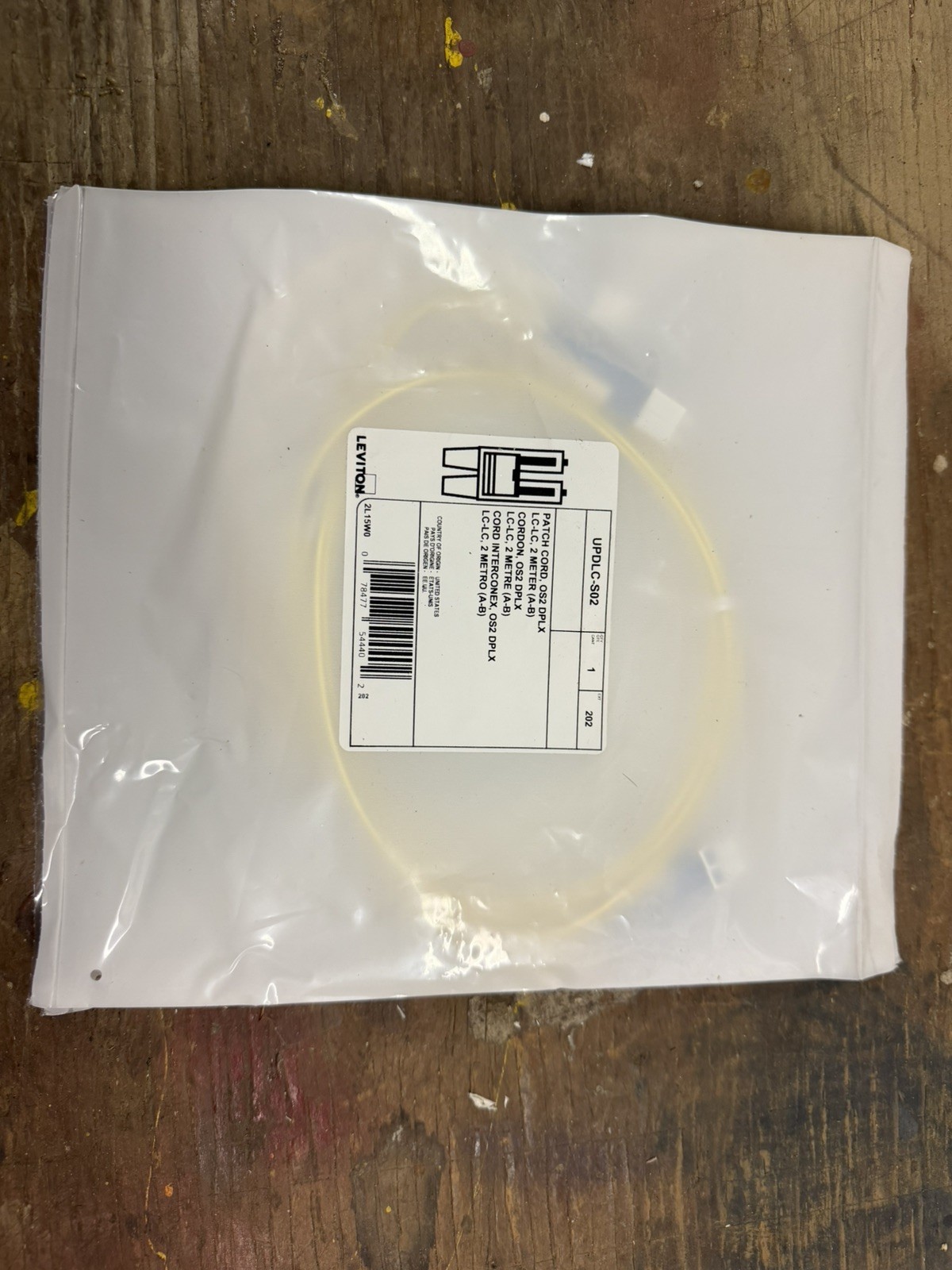 2 meter Leviton Fiber Optic  Patch Cable Cord UPDLC-S03 NEW Still Factory Sealed