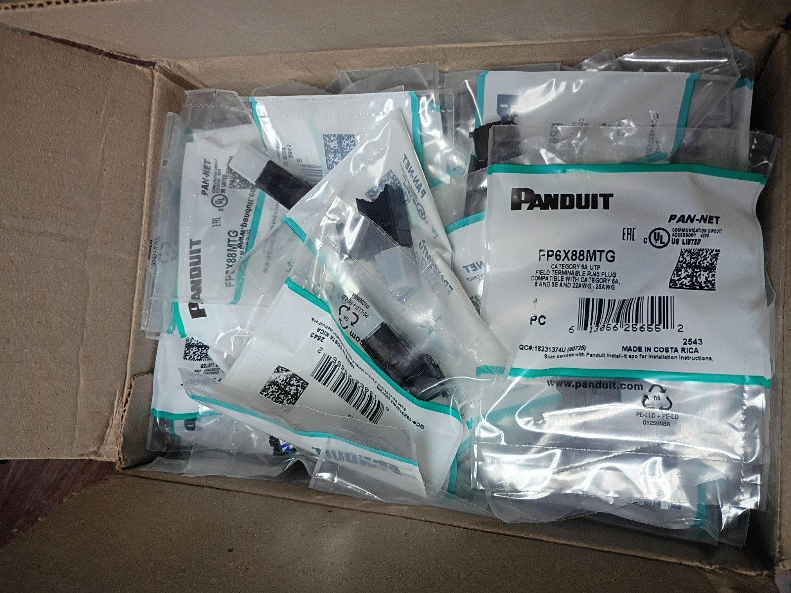 PANDUIT FP6X88MTG FIELD TERMINAL RJ45 PLUG CAT 6A NEW BOX OF 50 EACH