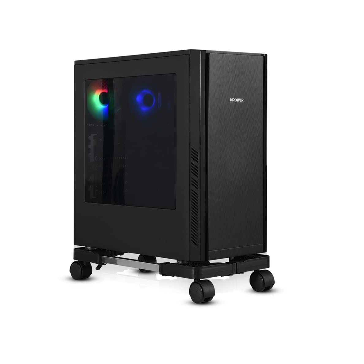 Adjustable Mobile Computer Tower Stand with Rolling Caster Wheels CPU Holder