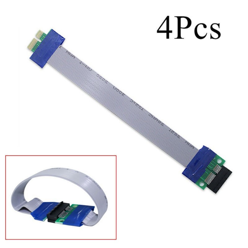 4Pcs Flexible Slot PCI-E 1X Riser Card Ribbon Graphics Card Extension Cable NEW