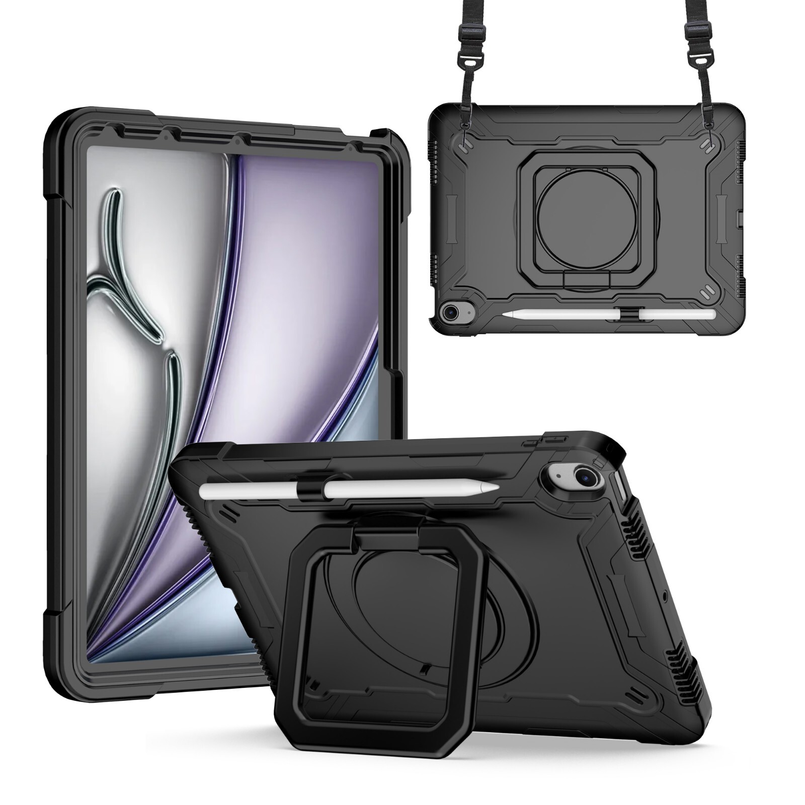 iPad Air 11 Inch Case (M4 2026/M3 2025/M2) Shockproof Armor Shoulder Strap Cover