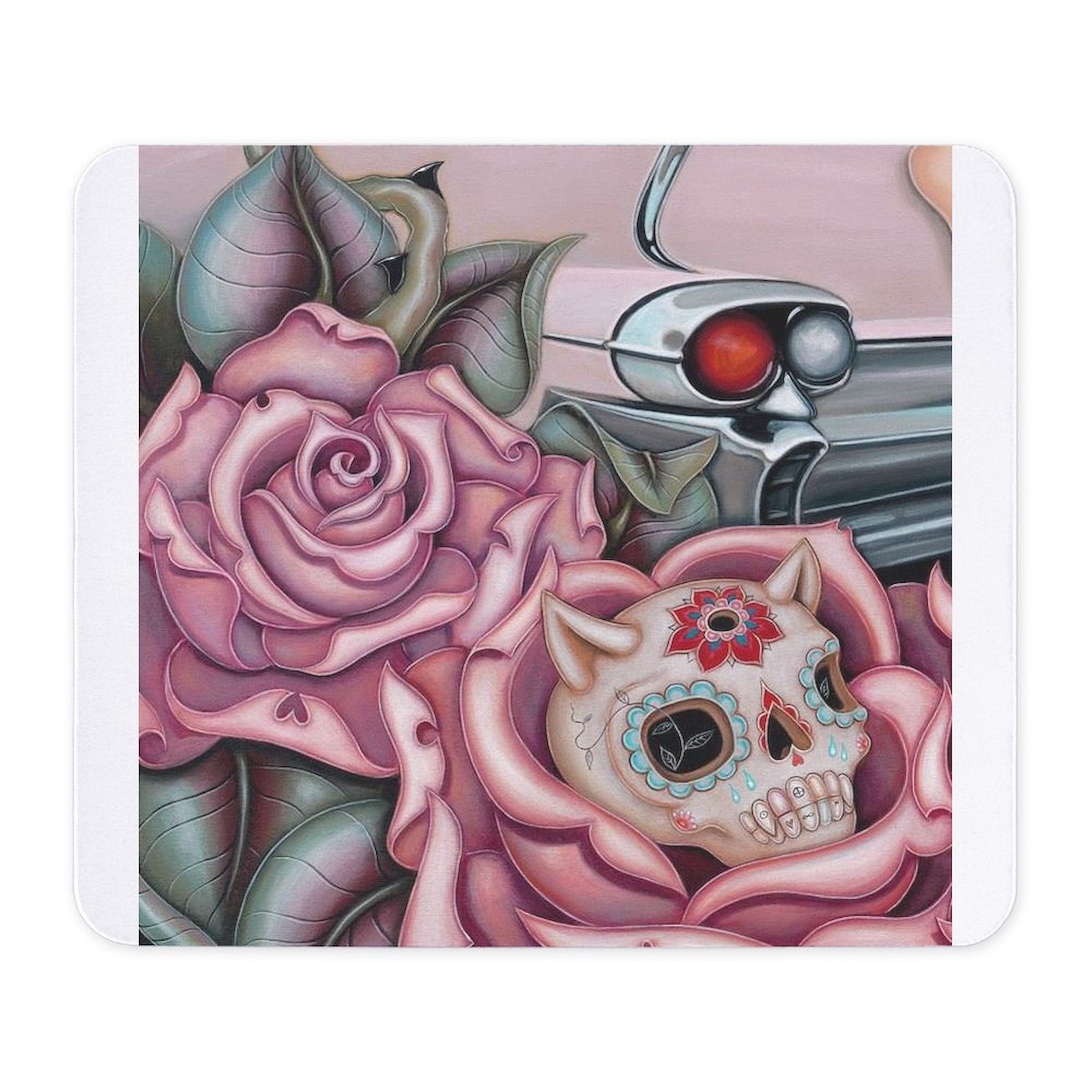 CafePress SUGAR SKULL ROSES Mousepad  (1268502847)