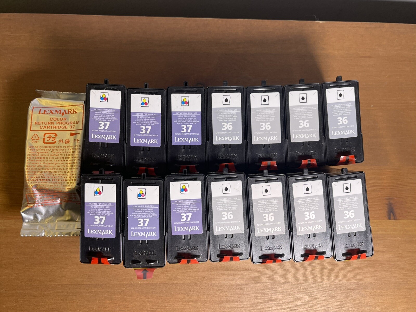 Lot Of 15 New Genuine Lexmark 36 Black 37 Color Ink Cartridges