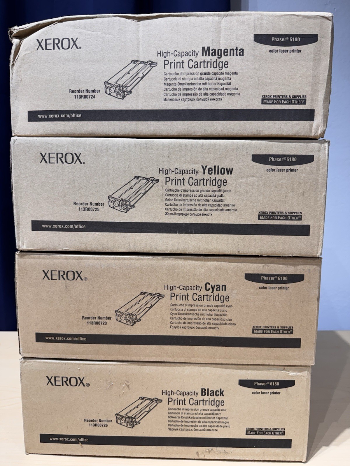Xerox Phaser 6180 High Capacity Toner Cartridge Set Black, Magenta, Cyan, Yellow
