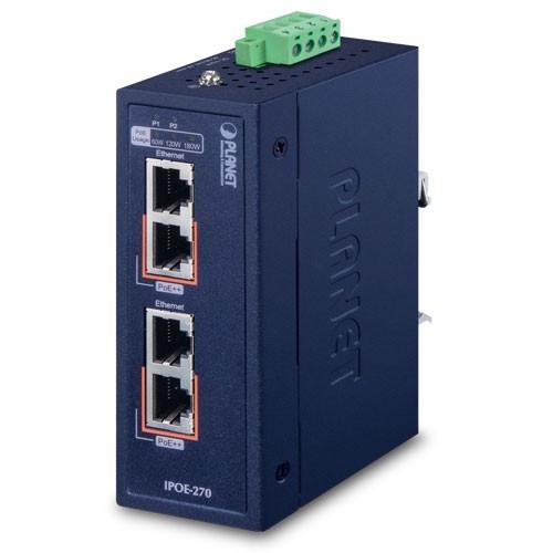 Planet Technology IPOE-270 Industrial Ethernet Switch 180W PoE 2 LAN Ports RJ-45
