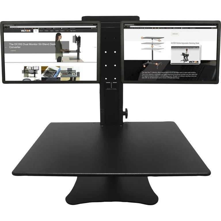 Victor DC350 High Rise Dual Monitor Sit-Stand Desk Converter Black