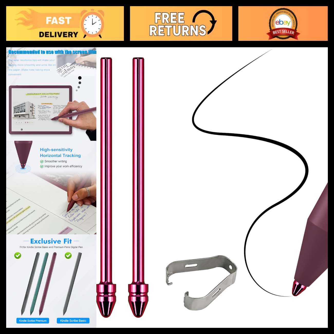2 Pcs Titanium Alloy Replacement Fine Tips for Kindle Scribe Digital Pens - Smoo