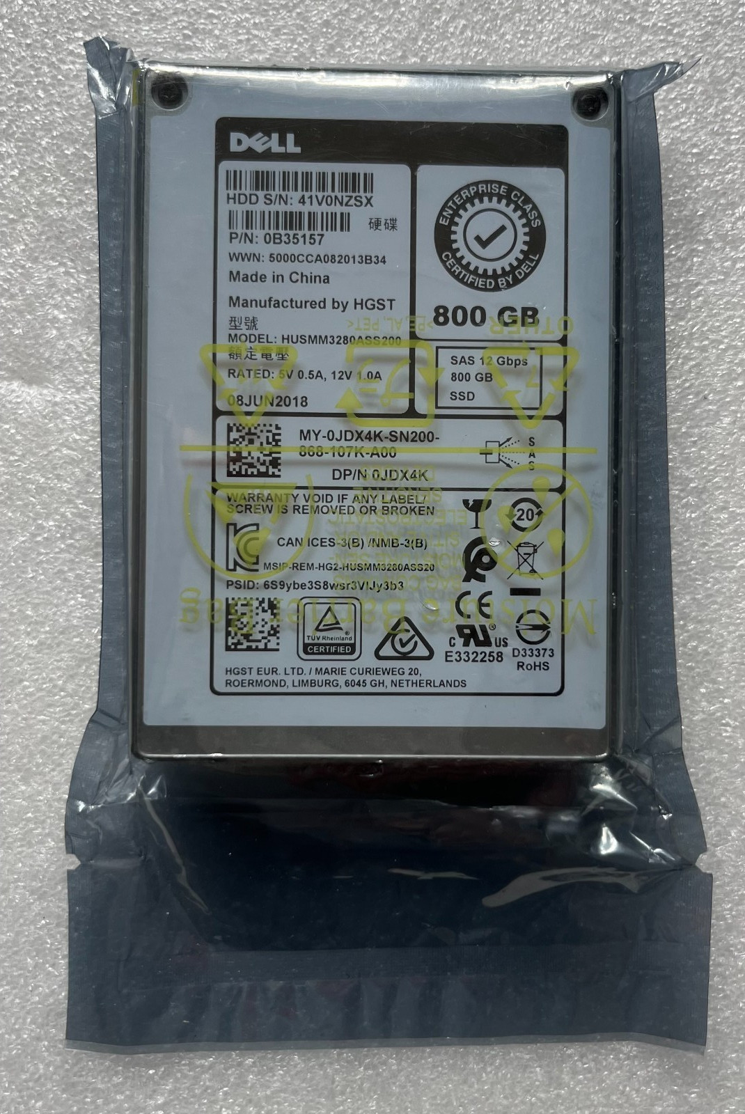 JDX4K DELL HUSMM3280ASS200 800GB MLC SAS 2.5 12Gb/s SSD WI 0JDX4K NEW