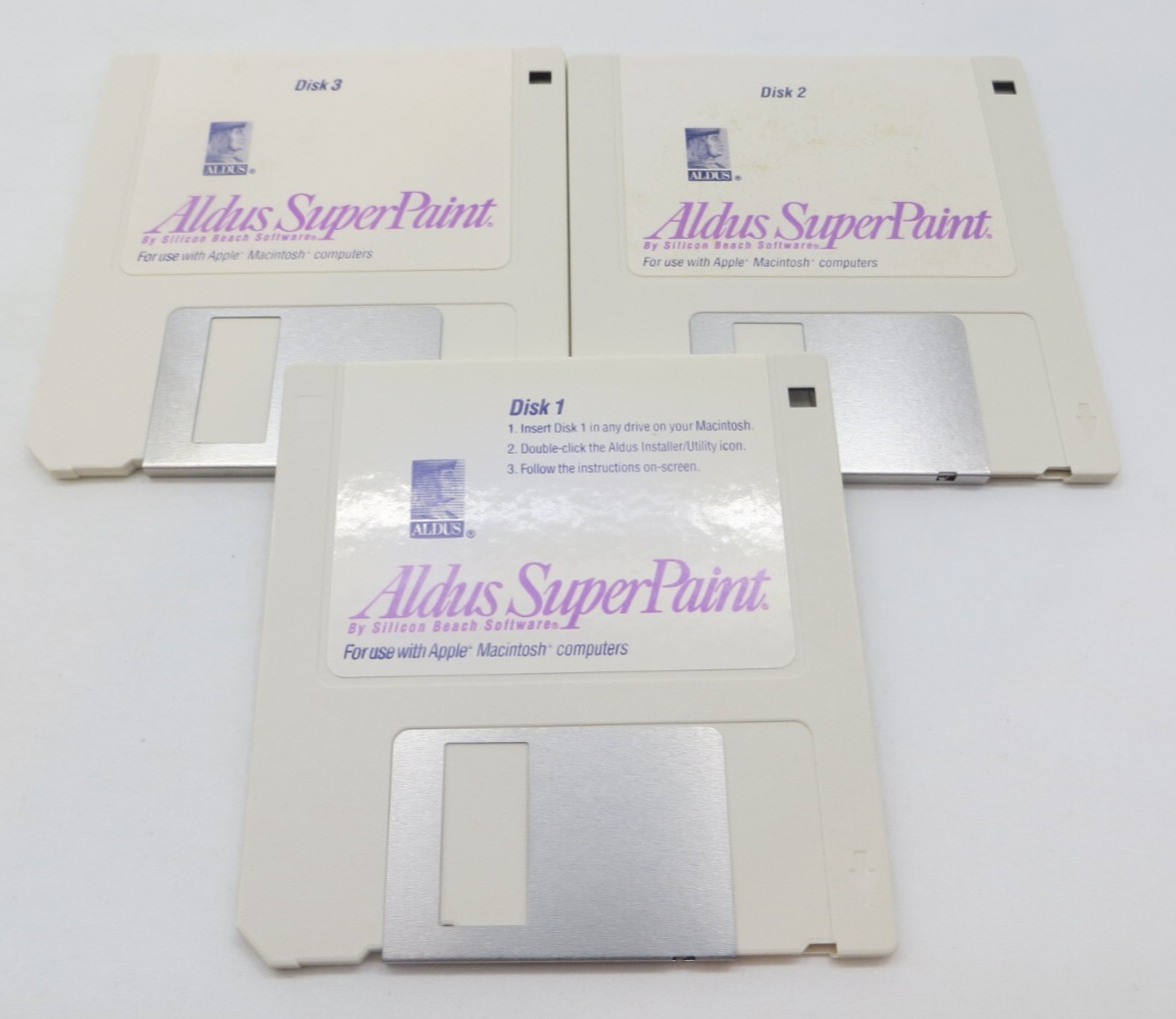 Aldus SuperPaint Ver. 3.0 3.5" Floppy Disks for use with Apple Macintosh 1991