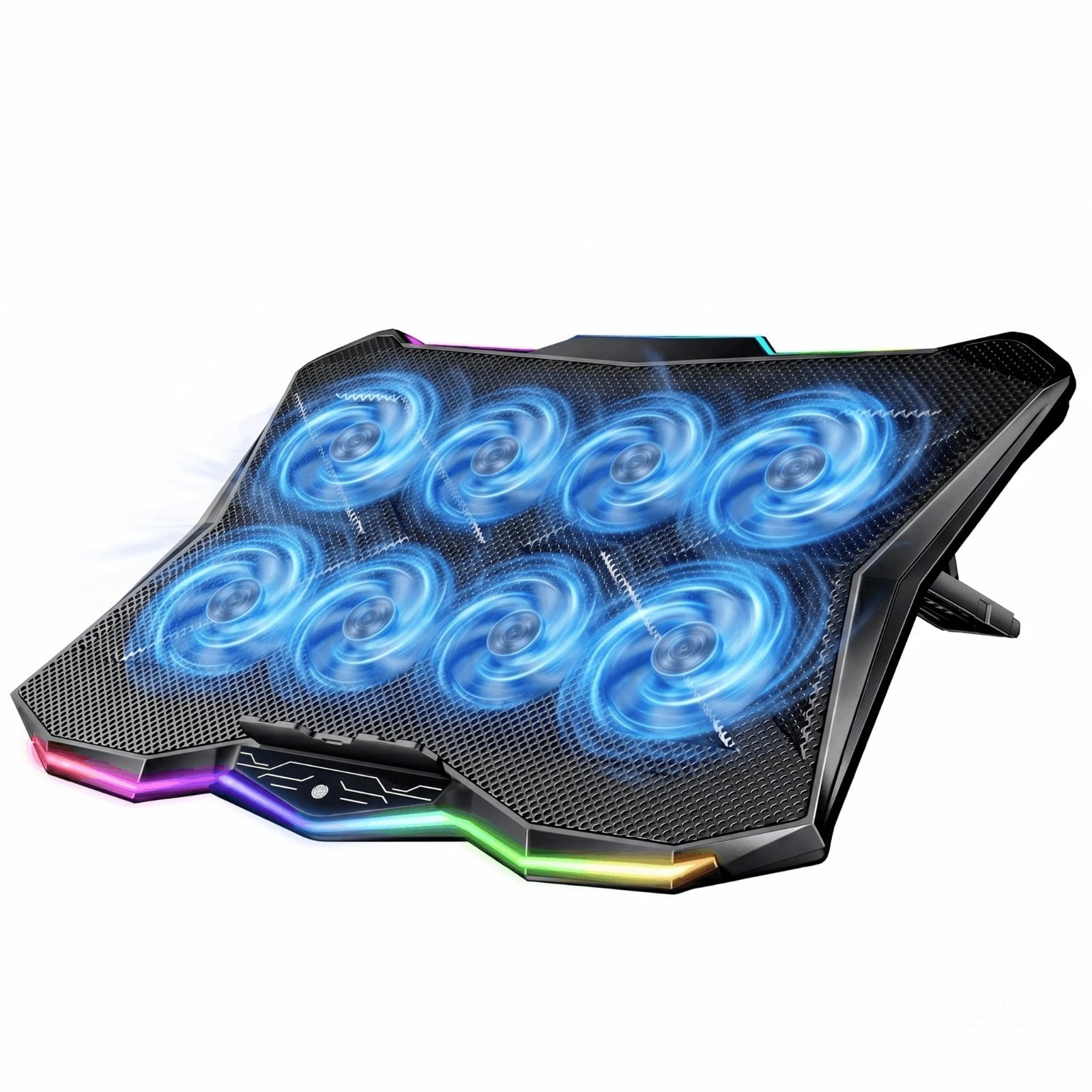 RGB Laptop Cooling Pad with 8 Fans for 15.6-17.3 Inch Laptops - Ultra Quiet & Ad