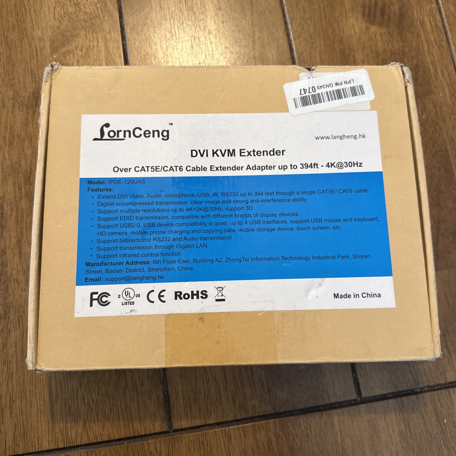 4K USB KVM Extender Over Cat5/6a up to 394ft, DVI KVM Extender, IPDE-120UAS