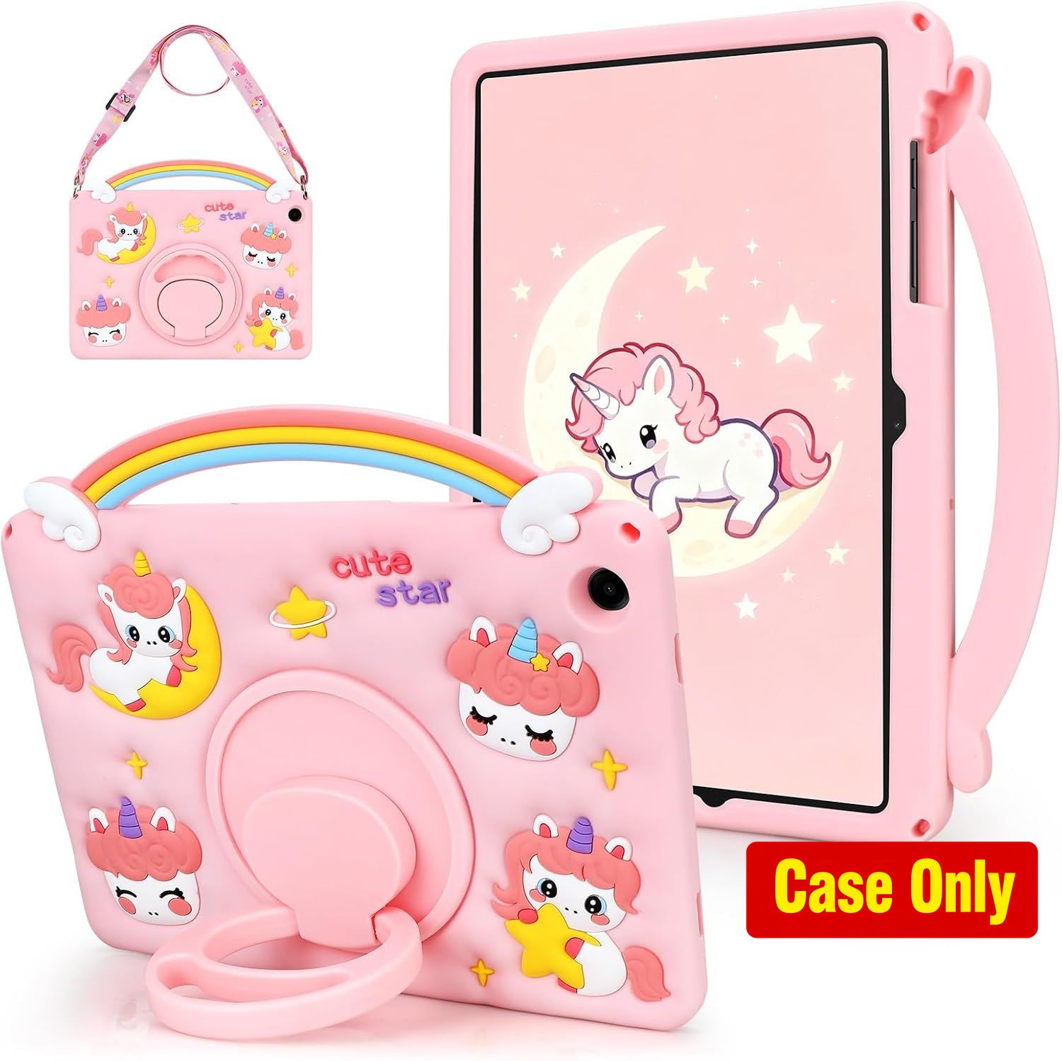 Rotating Stand Case for Galaxy Tab A11+ Plus 2025, Lightweight Pink Cover