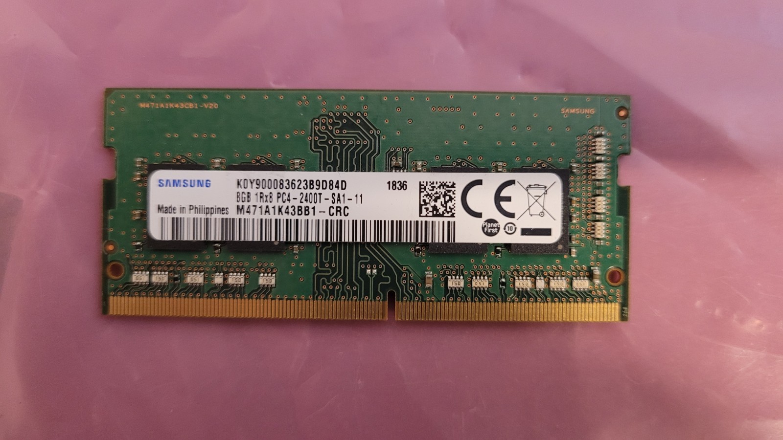 Samsung 8GB PC4-2400T DDR4 2400 MHz PC4-19200 Laptop RAM Memory 1Rx8