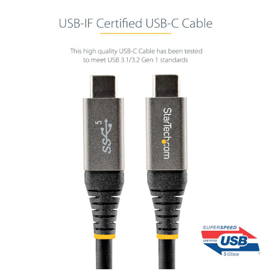 StarTech USB315CCV2M USB C Cable 5Gbps, High Quality USB-C Cable, USB 3.1/3.2 Ge