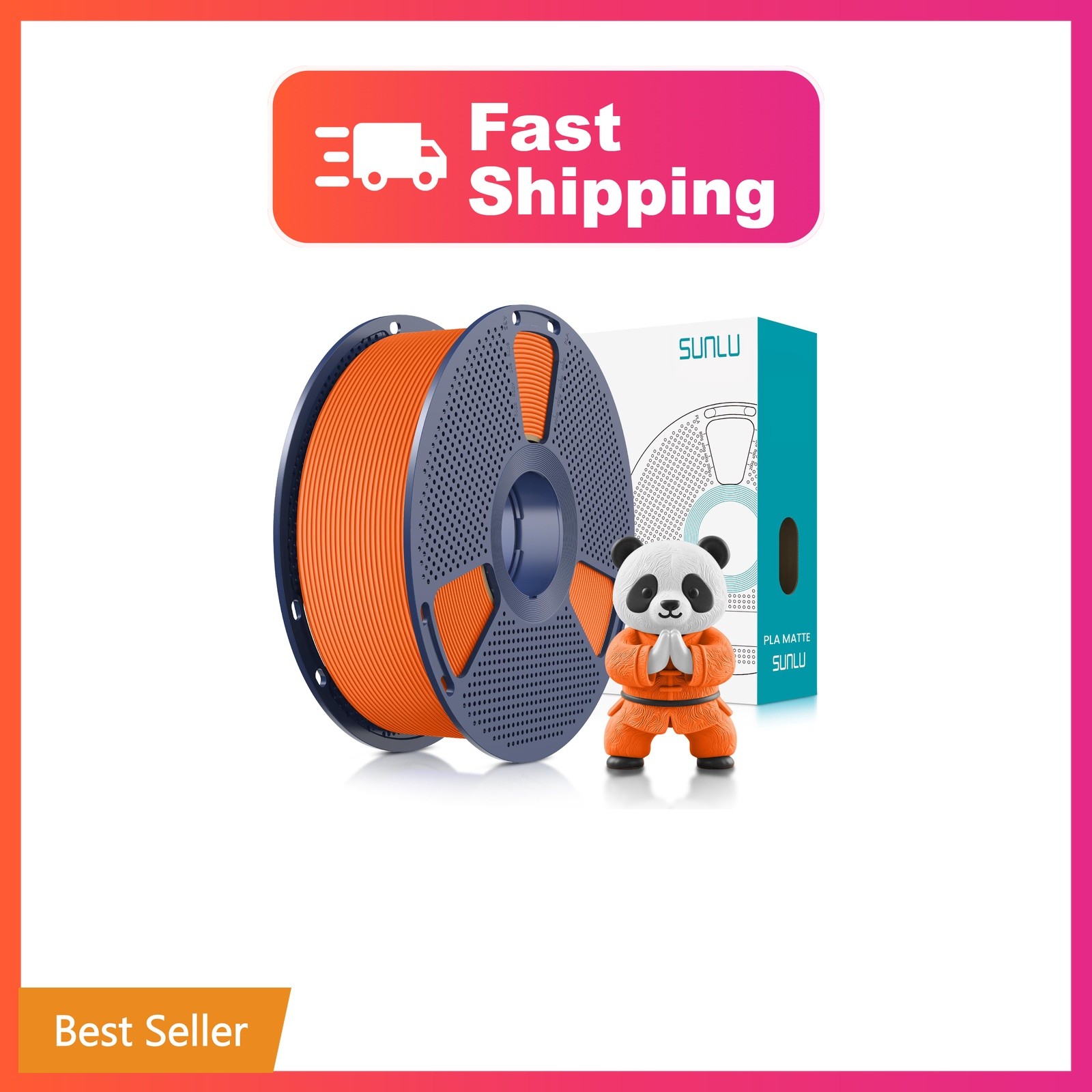 SUNLU 1KG PLA Matte 3D Printer Filament 1.75mm, Matte Orange | Frosted Matte ...