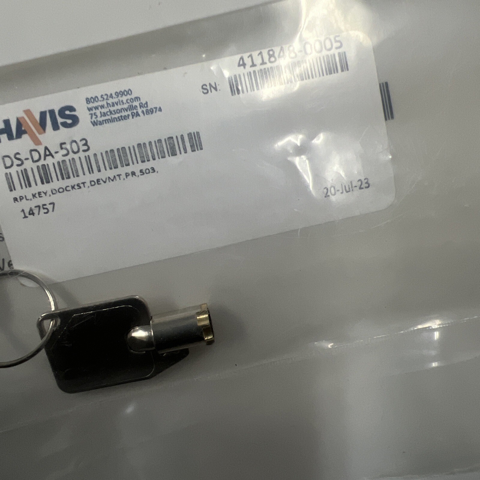 One HAVIS DOCKING STATION REPLACEMENT OEM KEY HAVIS DS-DA-503, Stamped 101