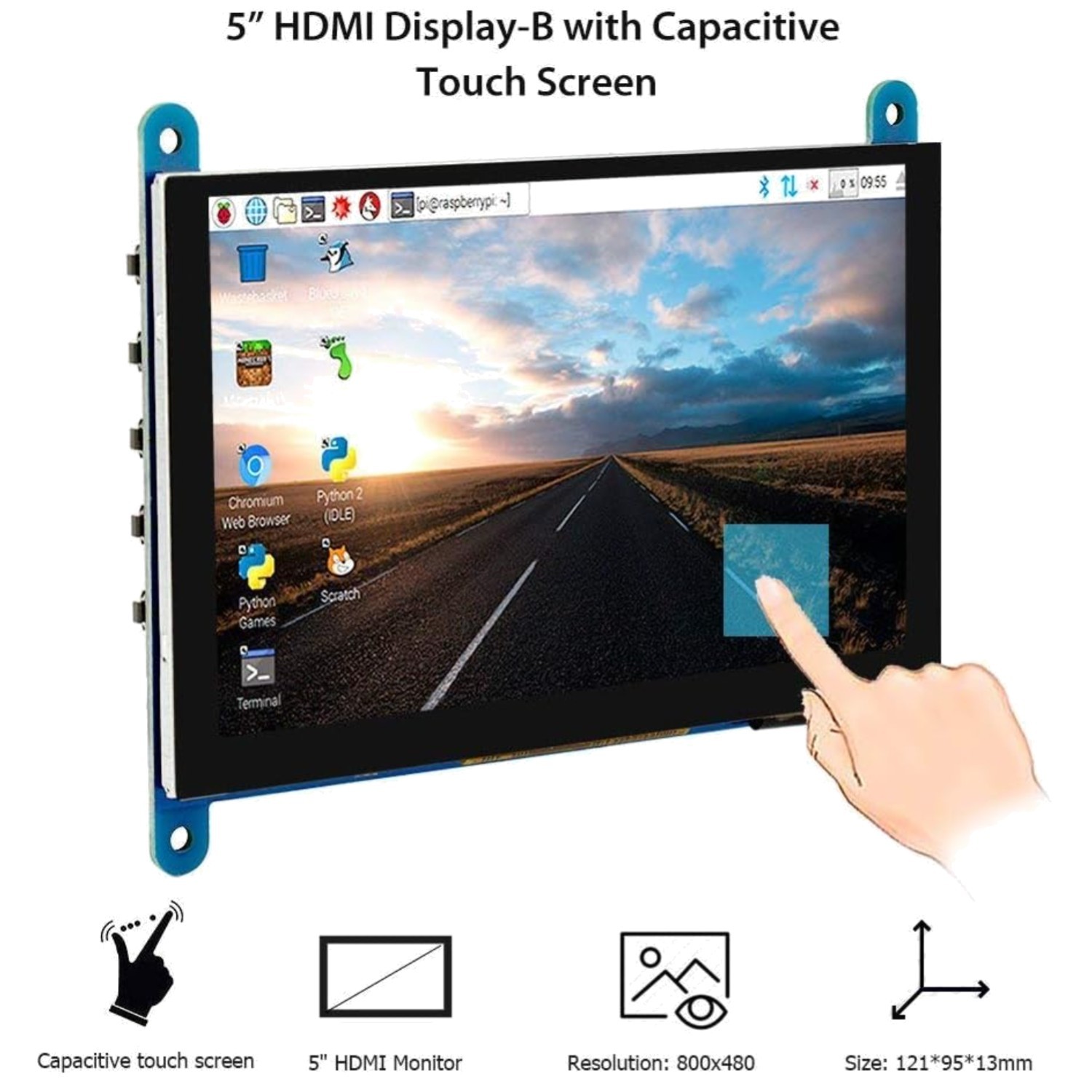 5" Touch Screen Monitor for Raspberry Pi 800x480 LCD Display