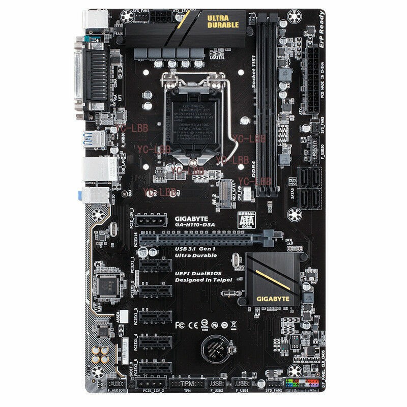 GIGABYTE GA-H110-D3A Motherboard DDR4 LGA 1151 H110 6GPU 6PCIE mining machine