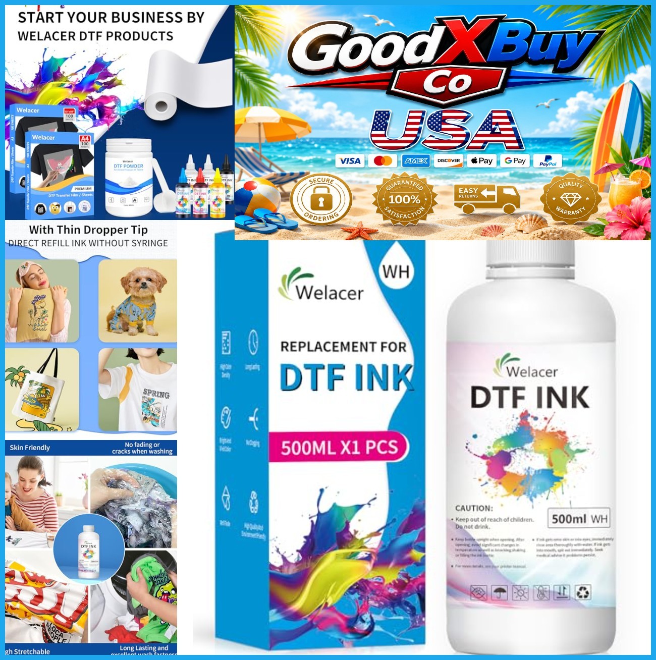 DTF Ink White 500ml Heat Transfer Ink Refill ET-8550 I3200 DTF Printers