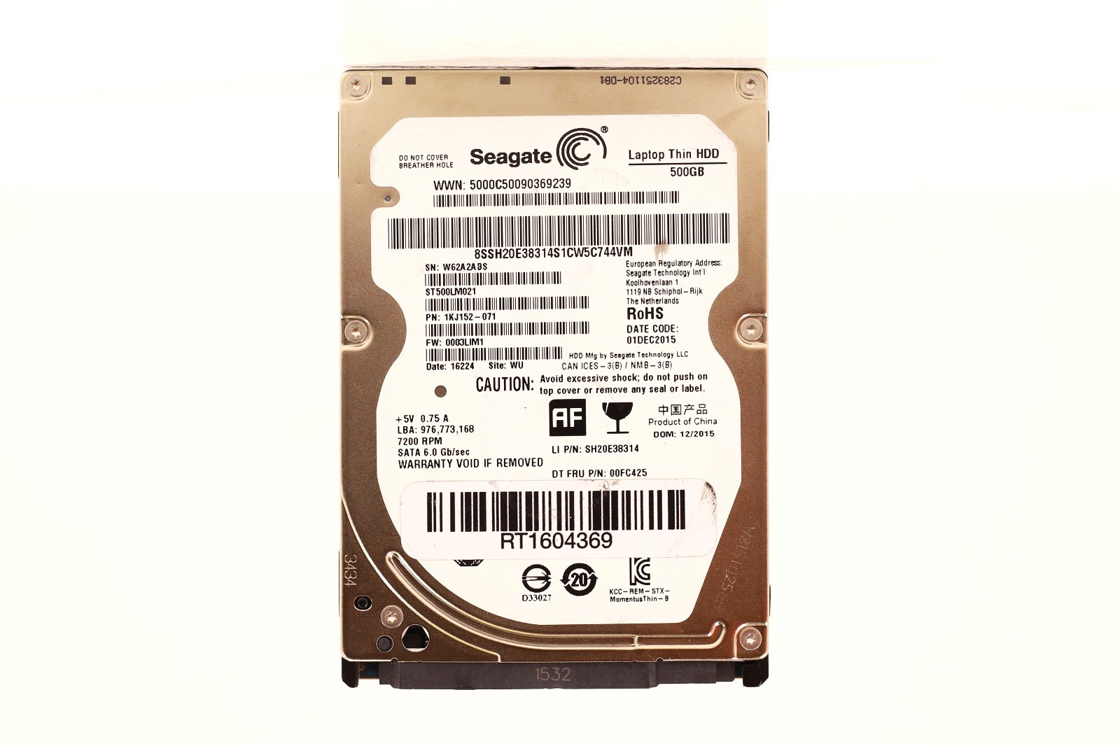 Seagate ST500LM021 500GB 2.5" 6Gb/s 32MB 7.2K RPM SATA HDD P/N: 1KJ152-071