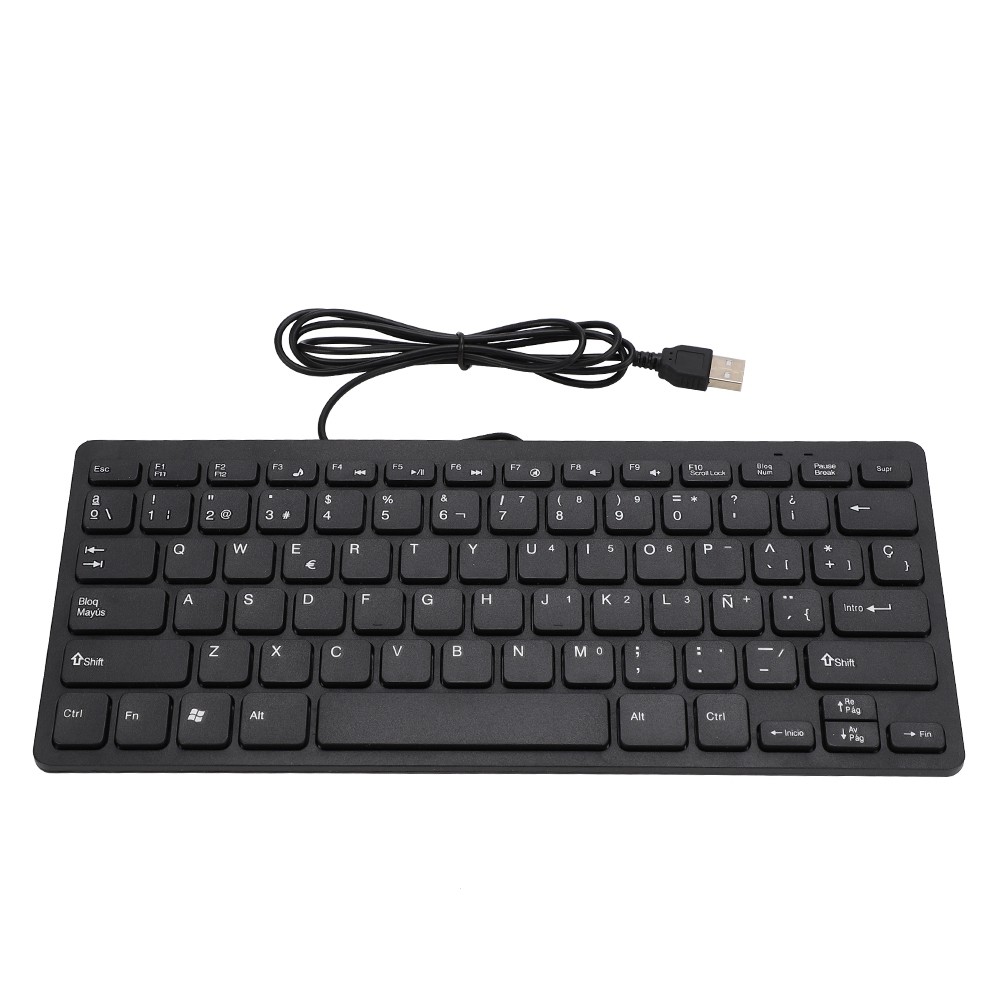 ｀78 Keys Wired Mini Portable Spanish Keyboard USB Interface For Desktop Compu