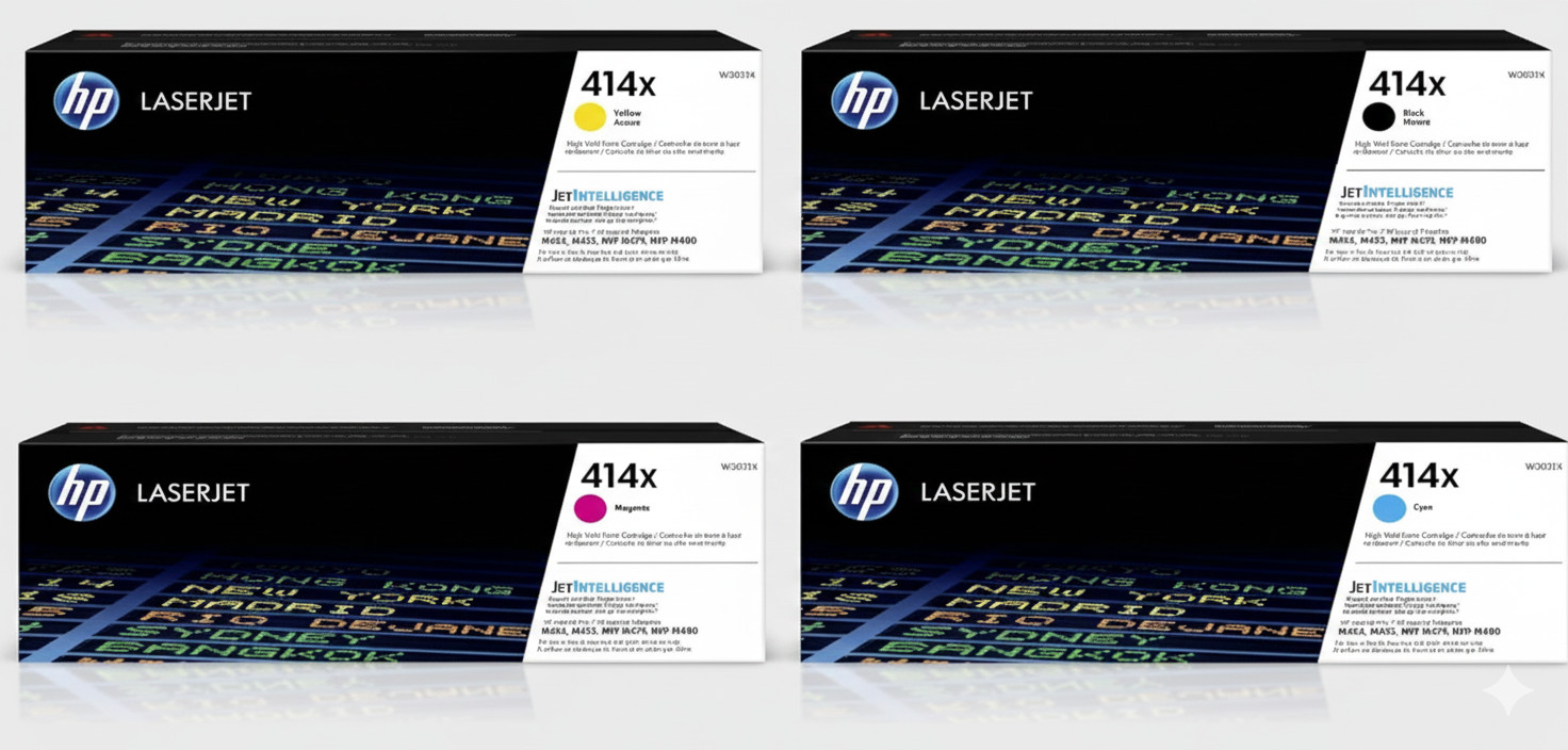 HP 414X High Yield Toner Set Black Cyan Yellow Magenta W2020X-23X - Full Set