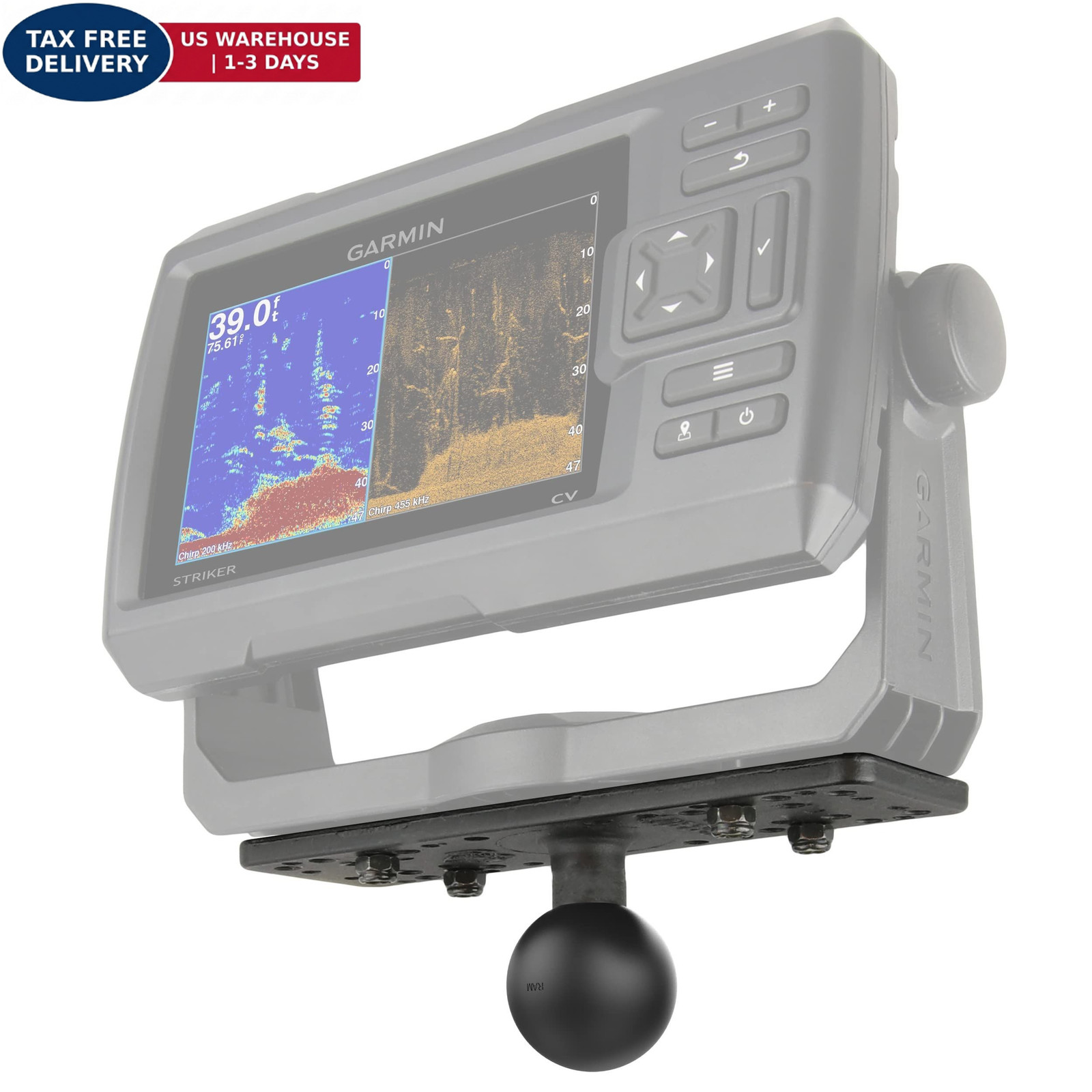 RAM MOUNTS Marine Electronics Mount Base with C Size C 1.5" Ball, Black