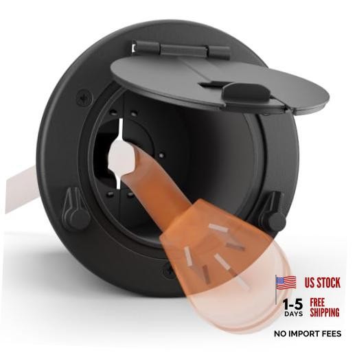 Aluminum RV Power Cord Hatch Cover Rubber Cable Access () | Fit 30A/50A Black