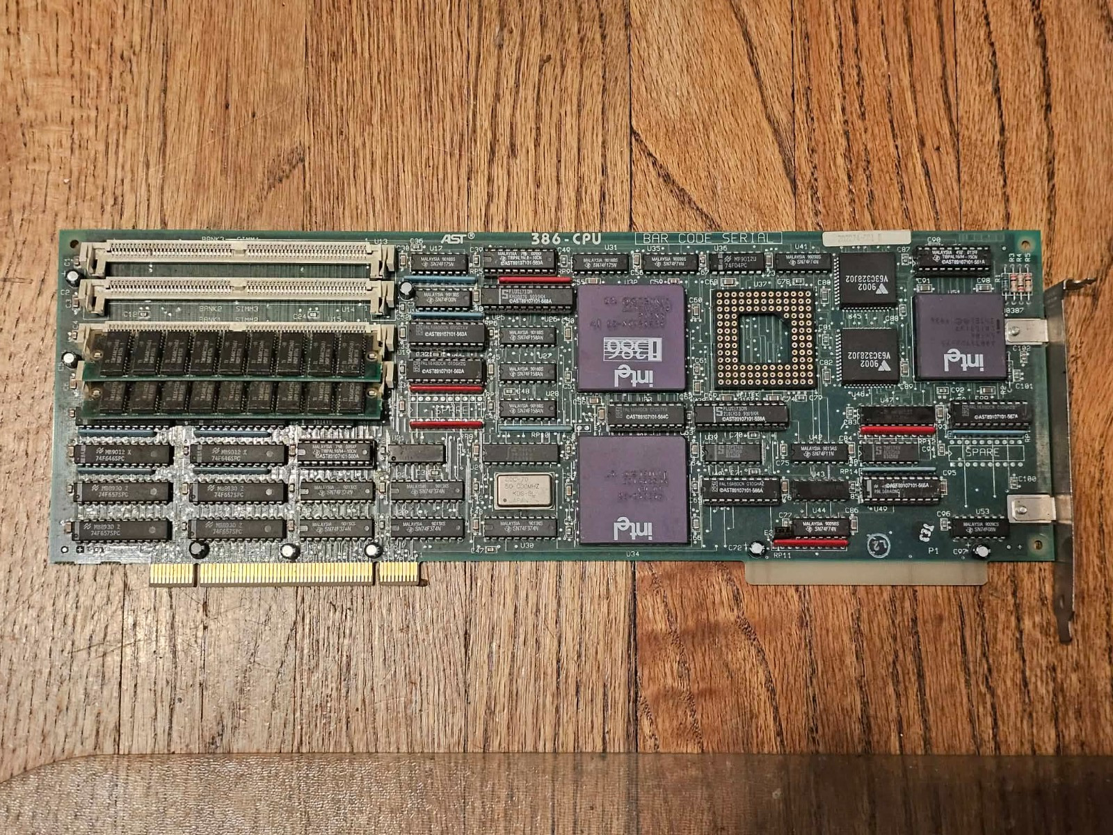 Vintage Retro AST Research 386 CPU Board w/Intel 386DX-25MHZ Intel 82385-25 +387