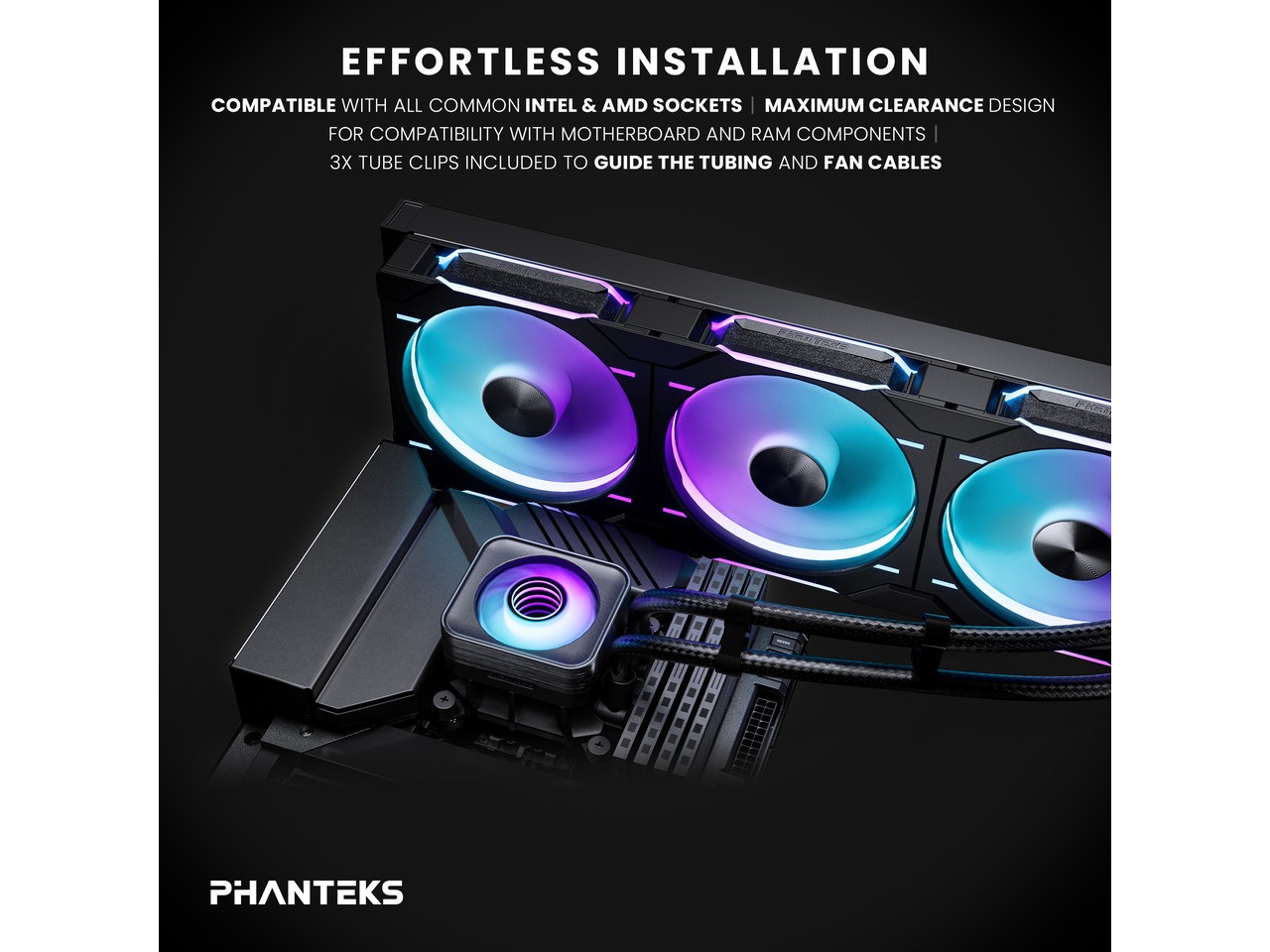Phanteks Glacier One 420D30 X2 AIO Liquid CPU Cooler, Evolv X2 Aluminum Cap